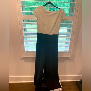 Black and white wide leg pant suit